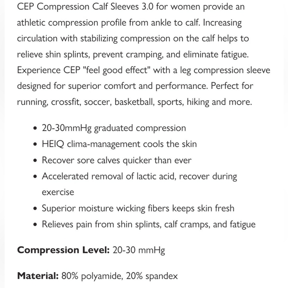 CEP compression calf sleeves black for running or standing athletic exercise leg - Picture 7 of 7